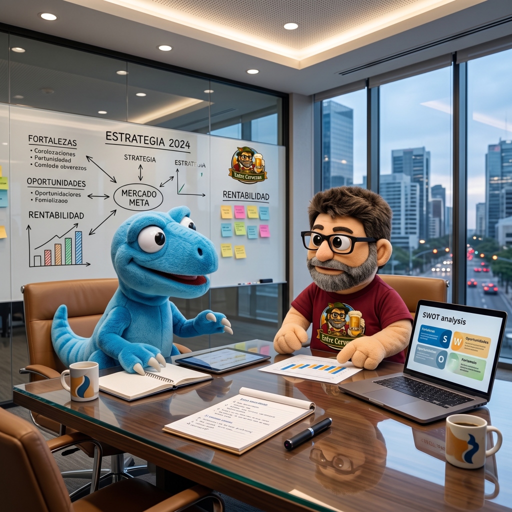 El A11ysaurio y Jose Humanes trabajando juntos en una oficina diseñando estrategias de accesibilidad.